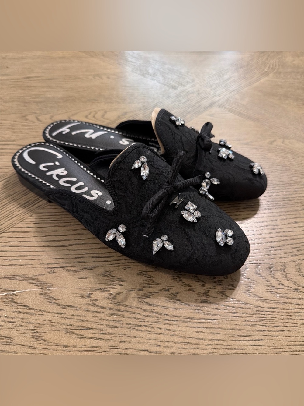 Circus by Sam Edelman Black Trish Jeweled Bow Mules 7